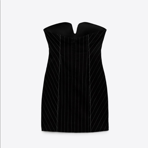 ZARA SHORT PINSTRIPE DRESS BLACK SIZE XL - Picture 6 of 6